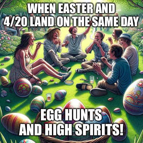 LPGeorgia's tweet photo. Happy Easter and 4/20, Georgia! 

 Let’s celebrate liberty with an egg hunt and high spirits, your freedom, your way. The state doesn’t get to dictate how you enjoy this day! #Easter420 https://t.co/cRYhGAGnXK