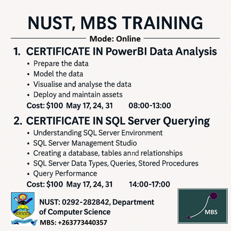 muneddmore's tweet photo. Announcing the NUST-Model Business Services collaboration to bring practical industry level ICT skills to students and professionals. Watch out for certificates in Data Analysis, Data Engineering, Programming, IOT,... https://t.co/B4OZNVoAFY