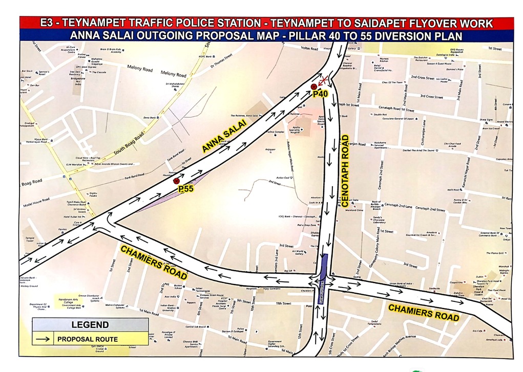 ChennaiTraffic's tweet image. 🚧 Due to the ongoing construction of the 4-lane elevated corridor on GST Road (Teynampet to Saidapet), the following traffic diversions will be in effect on a trial basis from 20.04.2025 to 22.04.2025. Plan your routes accordingly!

#TrafficUpdate #GSTRoad #ChennaiPolice