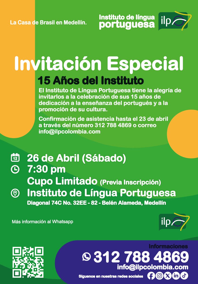 ILPColombia's tweet photo. 🎂 Invitamos a toda nuestra comunidad académica: estudiantes, ex-estudiantes, profesores y amigos del Instituto para nuestra celebración. Tendremos como invitados: 
Grupo Ipanema y bailarinas de samba. Será una noche muy especial con pasabocas, caipirinhas y mucha alegría. https://t.co/9tgTctXtAR