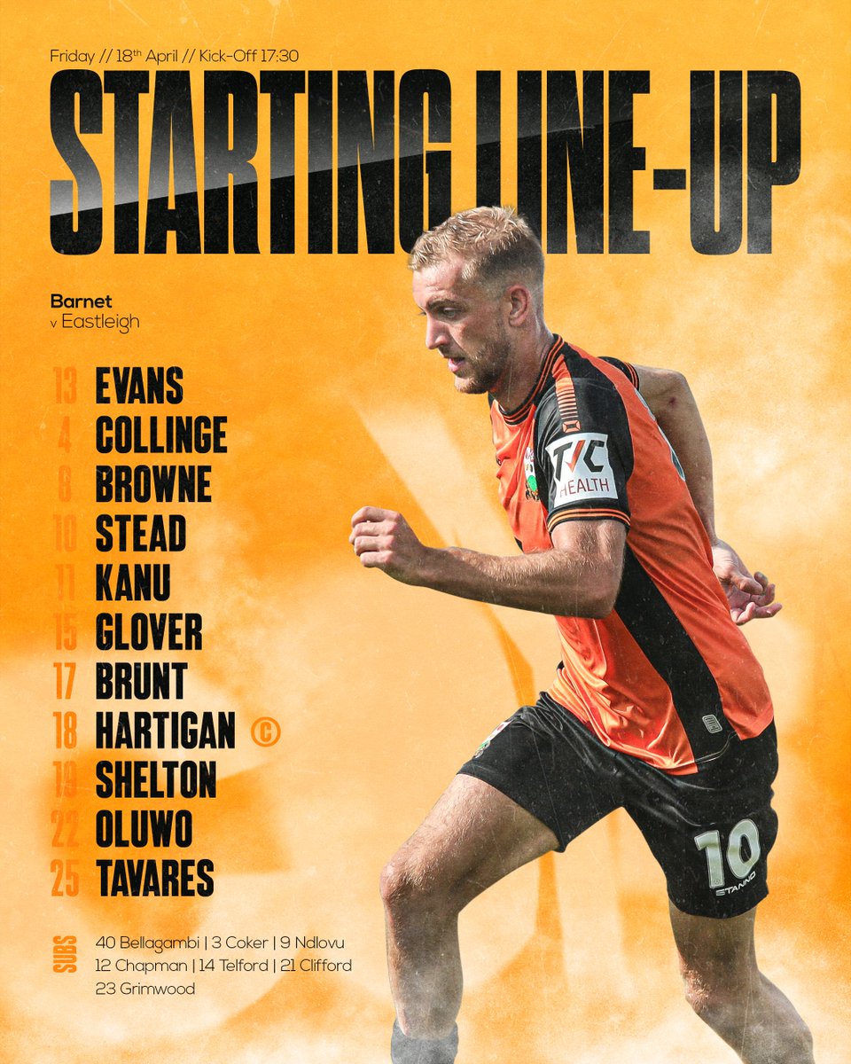 BarnetFC's tweet image. Your Bees line up for this afternoon! 👇

#BarnetFC🐝