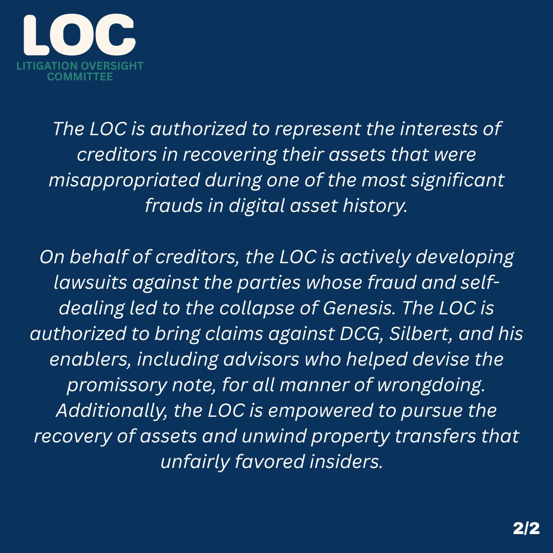 TheGenesisLOC's tweet photo. See the LOC's statement on the NYAG's lawsuit against DCG, Barry Silbert, and Michael Moro. #GenesisLOC
https://t.co/WSEUWECCEh https://t.co/YMm82OGpp9
