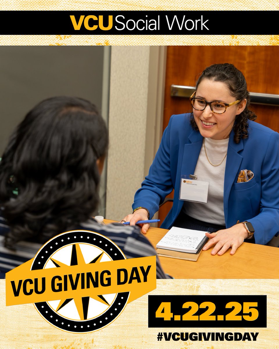 Consider supporting #VCUSSW students on #VCUGivingDay, 4/22. Among our 4 giving opportunities is our mental health initiative. Help students develop their professional skills &amp; empower the social work workforce. Make a gift through 4/22: vcussw.info/Giving25