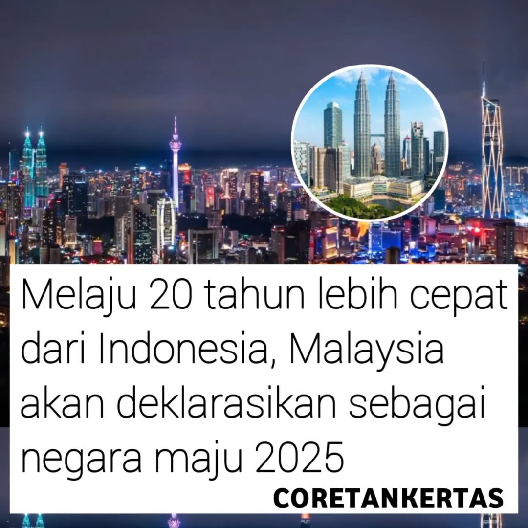 Deklarasi Negara Maju🌇

Malaysia deklarasi di tahun 2025
Indonesia targetkan di tahun 2045

ada beberapa aspek yang buat Malaysia bisa deklarasi sebagai Negara Maju lebih cepat

athread