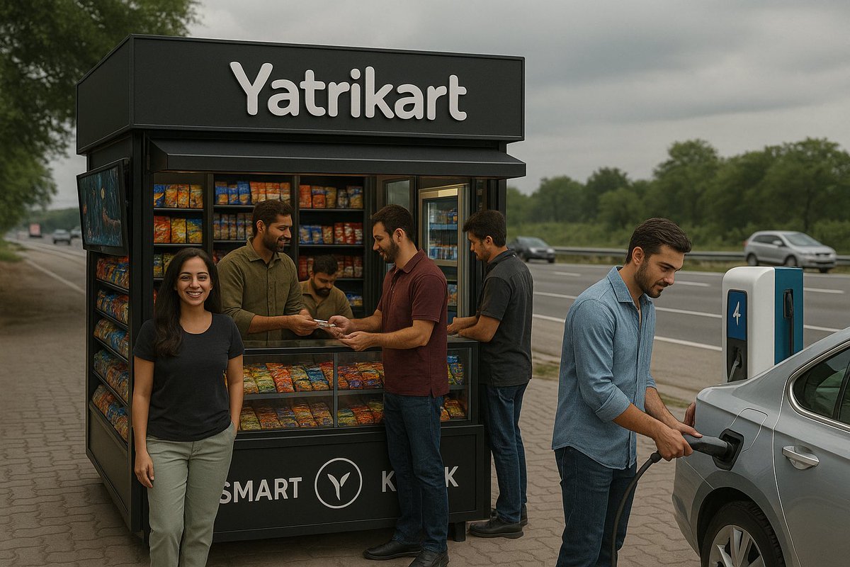 Gaurav_Yatri's tweet image. This isn’t a kiosk. It’s Bharat’s next-gen pitstop.
Snacks. Beverages. And soon — EV charging

While your car powers up, so do you.
@yatrikart is redefining out of home convenience 

Fast. Fresh. Effortless.

#YatriKart #HighwayRetail #SmartKiosk #EVCharging #Bharat #StartupIndia