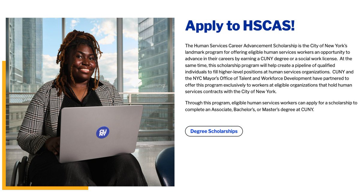 FPWA's tweet image. Are you or someone you know a dedicated #humanservices professional seeking to further your education? 

The #HSCAS program offers eligible applicants up to 50% tuition coverage at a @CUNY school after financial aid has been applied. This scholarship supports individuals pursuing