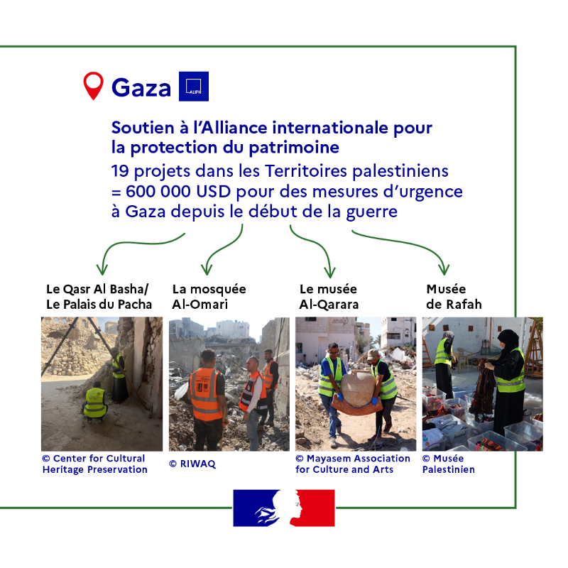 francediplo's tweet photo. 🇫🇷🤝 Préserver le patrimoine, quoiqu'il arrive.

La France agit à #Gaza pour protéger et restaurer le patrimoine culturel.

📷 Retrouvez nos actions concrètes sur le terrain : formation, soutien aux institutions locales, protection des sites menacés ⬇️