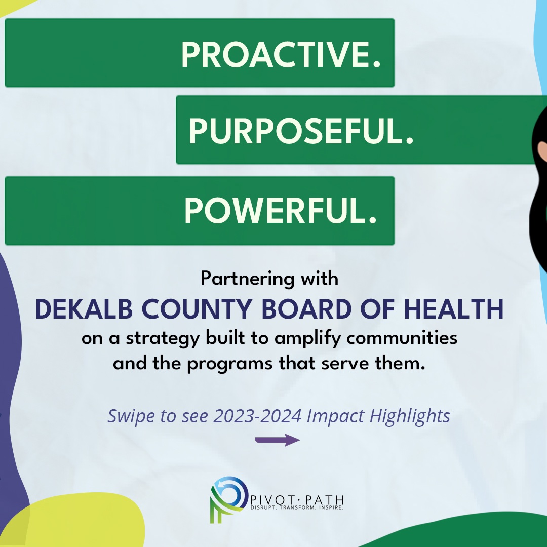 PivotPath's tweet photo. Are your programs just running—or truly resonating?

See how we helped DeKalb County Board of Health safeguard critical programs and shift the narrative from reactive to resilient.

Head to Our Page to Read: When Every $ Counts
&amp; Explore Our: DeKalb Health Insights https://t.co/HUSNSPsVHq