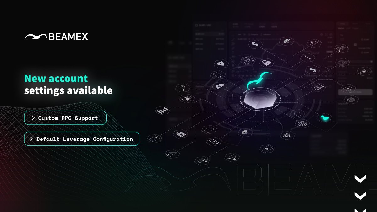 Beamswap and Beamex on Moonbeam Network (@beamswapio) on Twitter photo ๐ Beamex Account Settings just got a power-up!
โ
 Custom RPC Support
โ
 Default Leverage Configuration
Start leverage trading on Polkadot now: beamex.exchange/#/dashboard ๐ Beamex Account Settings just got a power-up!
โ
 Custom RPC Support
โ
 Default Leverage Configuration
Start leverage trading on Polkadot now: beamex.exchange/#/dashboard