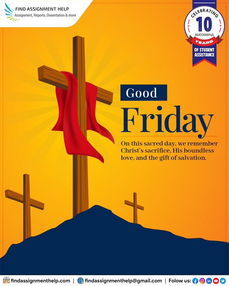 AssignmentFind's tweet image. 🙏 Good Friday Blessings 🙏
📌 Need help with assignments? We're here for you — today and always. 💙
📲 DM us or visit @findassignmenthelp
#GoodFriday #FindAssignmentHelp #AcademicSupport #StudySmart #StudentLife #PeaceAndReflection