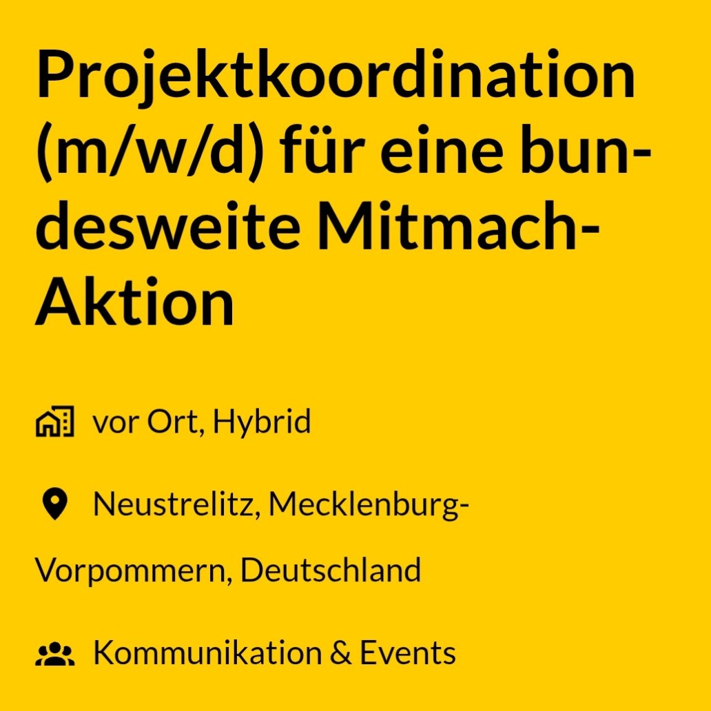 Hannes Jähnert (@foulder) on Twitter photo Da rollt gerade ein neues Projekt an: eine Bundesweite Mitmach-Aktion in Kooperation mit dem #BPrA.
👉 dsee.recruitee.com/o/projektleitu…
👉 dsee.recruitee.com/o/projektkoord…
#JobAllert <a href="/D_S_E_E/">Deutsche Stiftung für Engagement und Ehrenamt</a> <a href="/staranov/">Katarina Peranic</a> Da rollt gerade ein neues Projekt an: eine Bundesweite Mitmach-Aktion in Kooperation mit dem #BPrA.
👉 dsee.recruitee.com/o/projektleitu…
👉 dsee.recruitee.com/o/projektkoord…
#JobAllert <a href="/D_S_E_E/">Deutsche Stiftung für Engagement und Ehrenamt</a> <a href="/staranov/">Katarina Peranic</a>