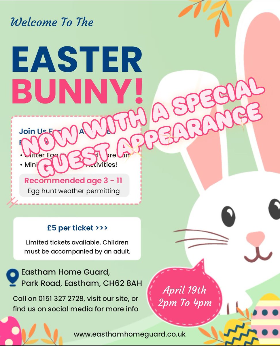 Our #Easter2025 fun day is tomorrow. There'll be plenty of fun, including #egghunt, mini #quiz, and more. We now have a special guest appearance too! 🐰
Only a handful of tickets still available, so be quick and don't miss out!