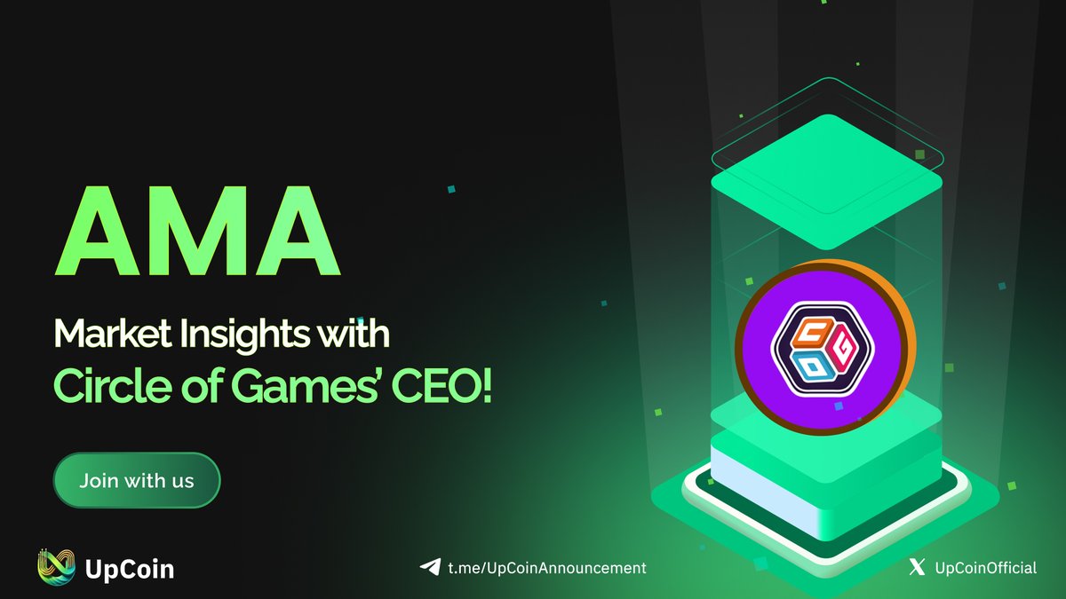 UpCoin Community (@upcoinofficial) on Twitter photo 🎉 UpCoin AMA: Chat with Circle of Games’ CEO! 🎉
Hey! Get ready for a super cool AMA this Saturday, April 19th, at 1 PM UTC with Rabilal Thapa - the CEO of <a href="/Circle_of_Games/">Circle of Games</a>
He’ll share their thoughts on today’s crypto market and listen to your ideas too! 🗣️ It’s a fun chance 🎉 UpCoin AMA: Chat with Circle of Games’ CEO! 🎉
Hey! Get ready for a super cool AMA this Saturday, April 19th, at 1 PM UTC with Rabilal Thapa - the CEO of <a href="/Circle_of_Games/">Circle of Games</a>
He’ll share their thoughts on today’s crypto market and listen to your ideas too! 🗣️ It’s a fun chance