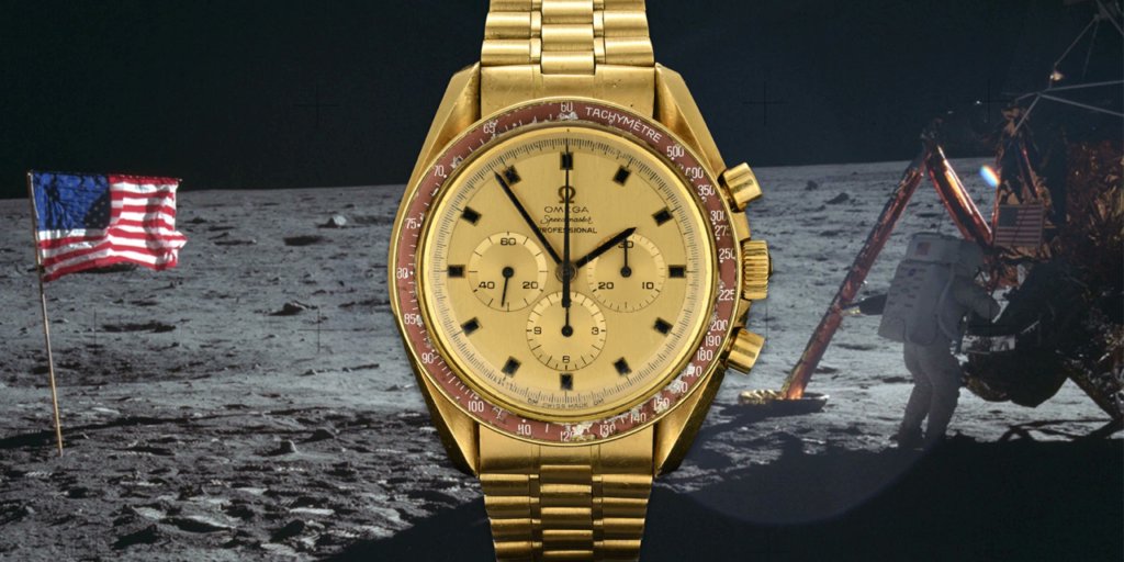 RRAuction's tweet image. Neil Armstrong’s gold Omega Speedmaster—a historic watch worn by the first man on the moon—sold for $2.1M @RRAuction. 

Thank you to all who made our Spring Space Exploration event a success!

🔗shorturl.at/6imvd

#NeilArmstrong #Moonwatch #OmegaSpeedmaster #Apollo11