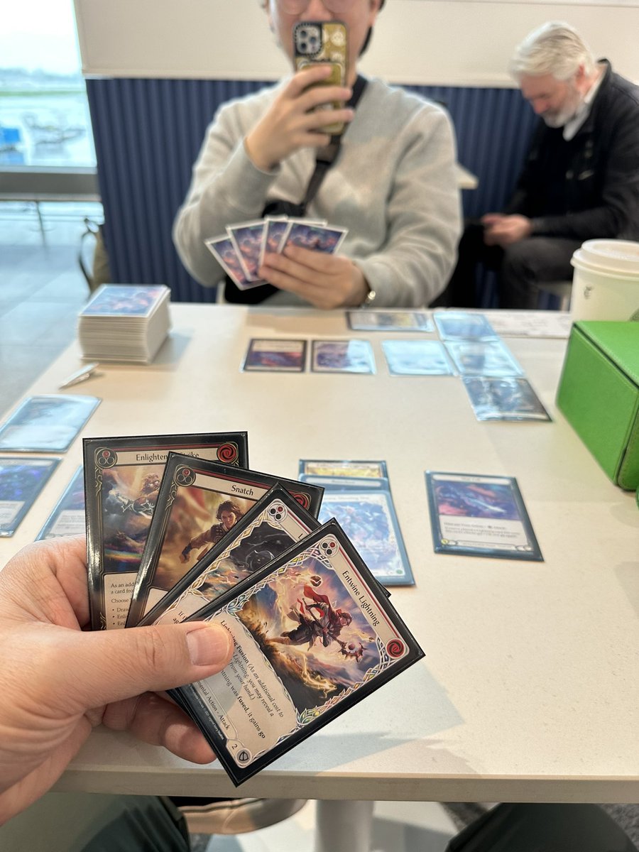 TheHigashi's tweet photo. Airport FaB’ing with @fyendal coming home from PT London after a short visit to Dublin. #fabtcg #livinghigashi https://t.co/XQjKVKva9t