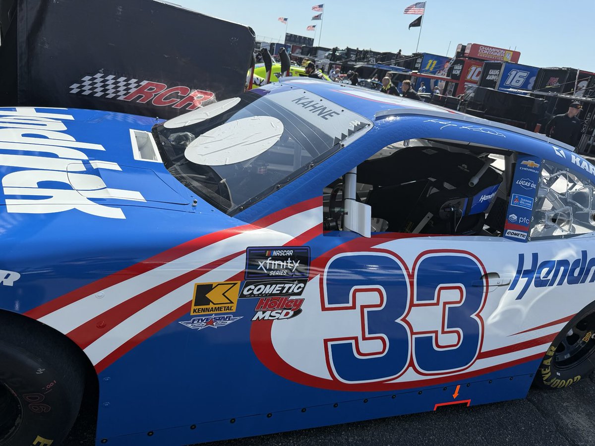 The Kasey Kahne car for the Xfinity race at Rockingham (fyi it is not scratched, that is just a reflection). The RCR car has the same crew that does its part-time No. 33 in Cup (Austin Hill, Jesse Love).