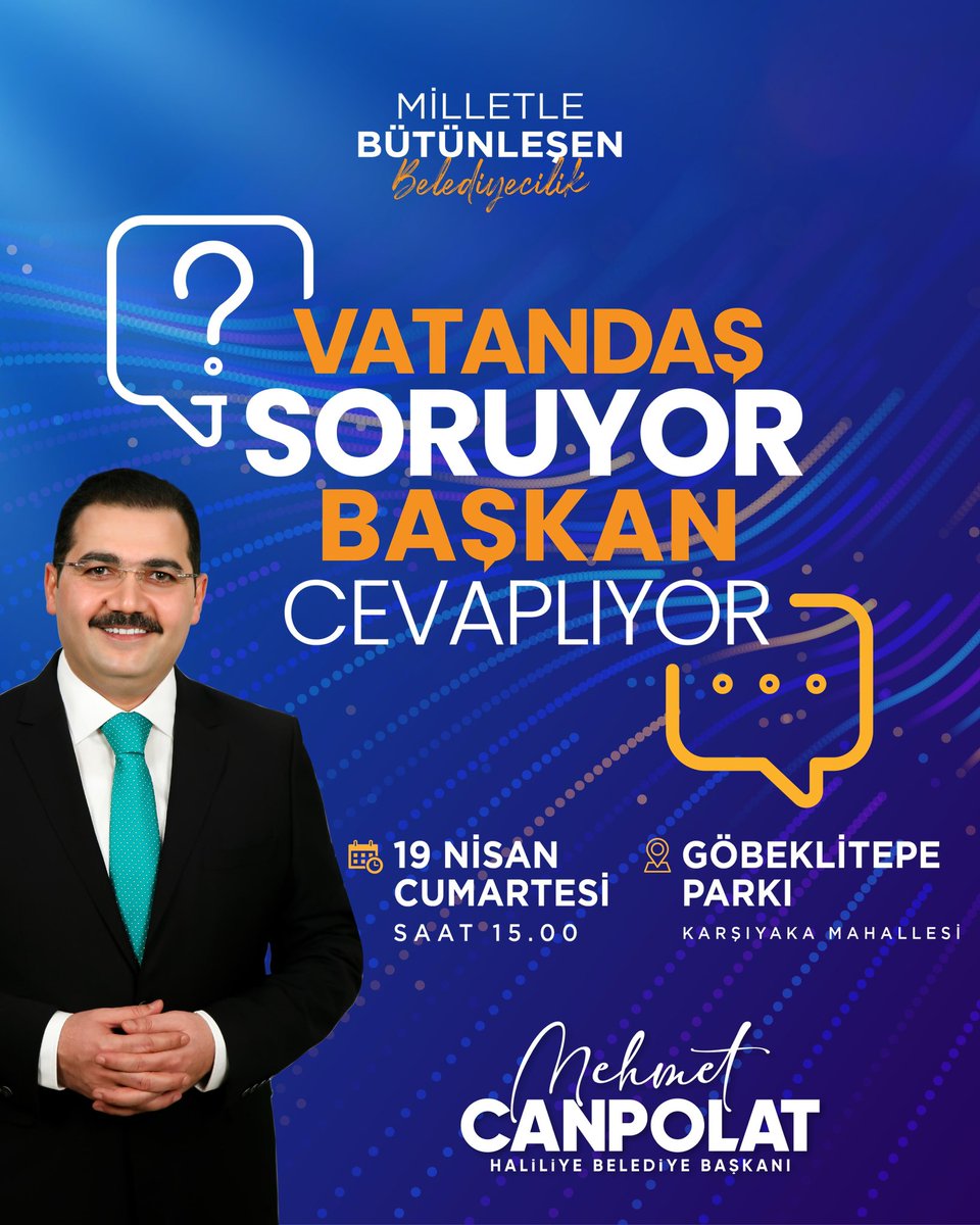 mcanpolatnet's tweet photo. "Vatandaş Soruyor, Başkan Cevaplıyor"

Göbeklitepe Parkımızda gerçekleştireceğimiz bu buluşmada, ilçemizi daha da güzelleştirecek adımları hep birlikte konuşacağız.

Tüm vatandaşlarımızı bekliyoruz. 

🗓️ 19 Nisan Cumartesi
⏰ Saat: 15.00
📍 Karşıyaka Mahallesi | Göbeklitepe Parkı

#VatandaşSoruyorBaşkanCevaplıyor
