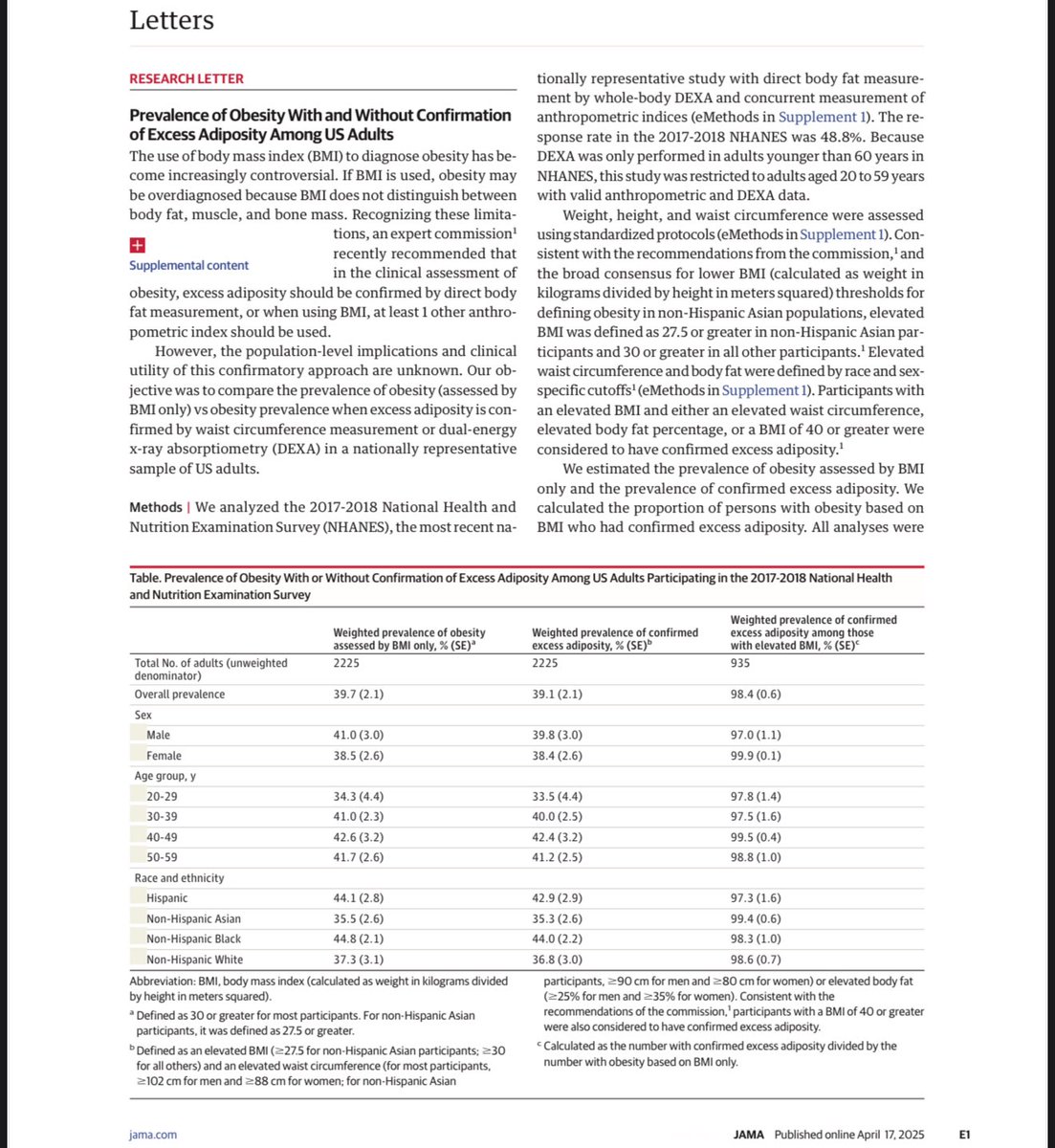 Ricardo Cohen (@rvcohen) on Twitter photo BMI aligns with excess adiposity in 98% of US adults, but the Lancet Commission redefines obesity by its health impactānot just fat. Diagnosis should reflect dysfunction, not size aloneāenabling precise, personalized, and stigma-free care. <a href="/FRubinoMD/">Francesco Rubino</a> BMI aligns with excess adiposity in 98% of US adults, but the Lancet Commission redefines obesity by its health impactānot just fat. Diagnosis should reflect dysfunction, not size aloneāenabling precise, personalized, and stigma-free care. <a href="/FRubinoMD/">Francesco Rubino</a>