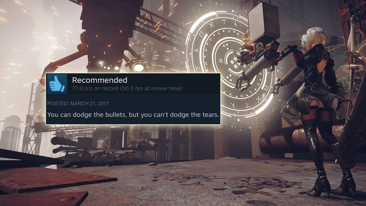 SquareEnix's tweet photo. Here are some of our favorite reviews about NieR:Automata and NieR Replicant ver.1.22474487139... on Steam https://t.co/fjEoUvScH4