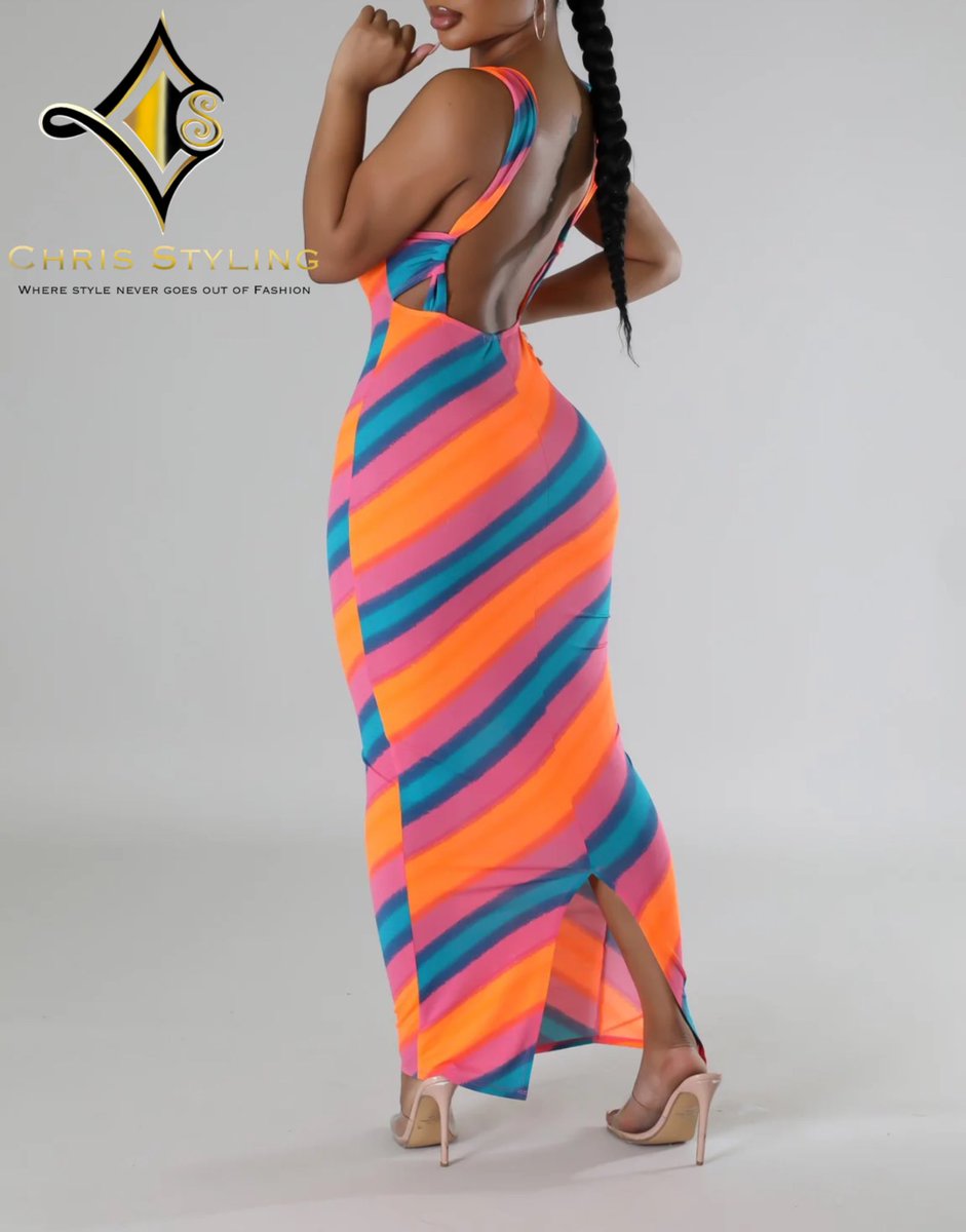 Chrisstyling12's tweet photo. Color your wardrobe with our Stripe #Sevyn Midi Dress! 🍭 
•
•
Sizes: S,M,L (High-Stretch)
* Model is wearing a size “SMALL”.
•
Price:💲275.00TTD https://t.co/PJ7dEwNbi3