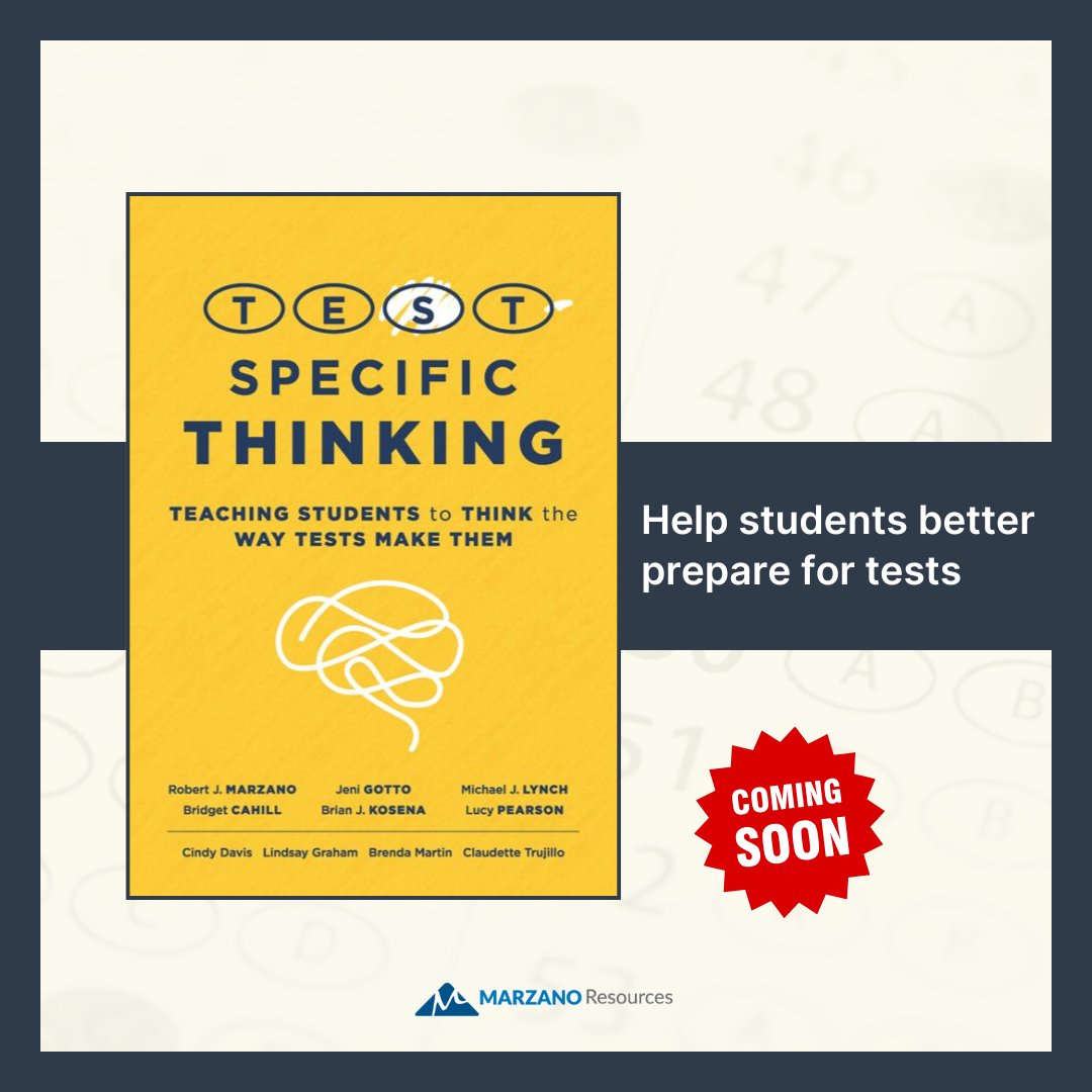 MarzanoResource's tweet image. #K12 educators can use Test-Specific Thinking to:
✅ Examine structural patterns common in assessments
✅ Break down sample questions to identify the response a certain frame seeks
✅ Boost confidence and performance on standardized tests

🔗: bit.ly/3FIIpu8 #TestPrep