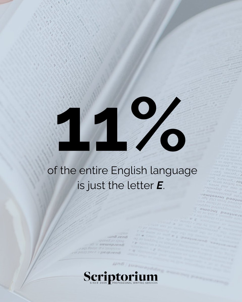 Did you know? The letter “e” is everywhere!

#WritingTips #WritingAdvice #WritingFact #WritingProblems #ProfessionalWriting #Proofreading