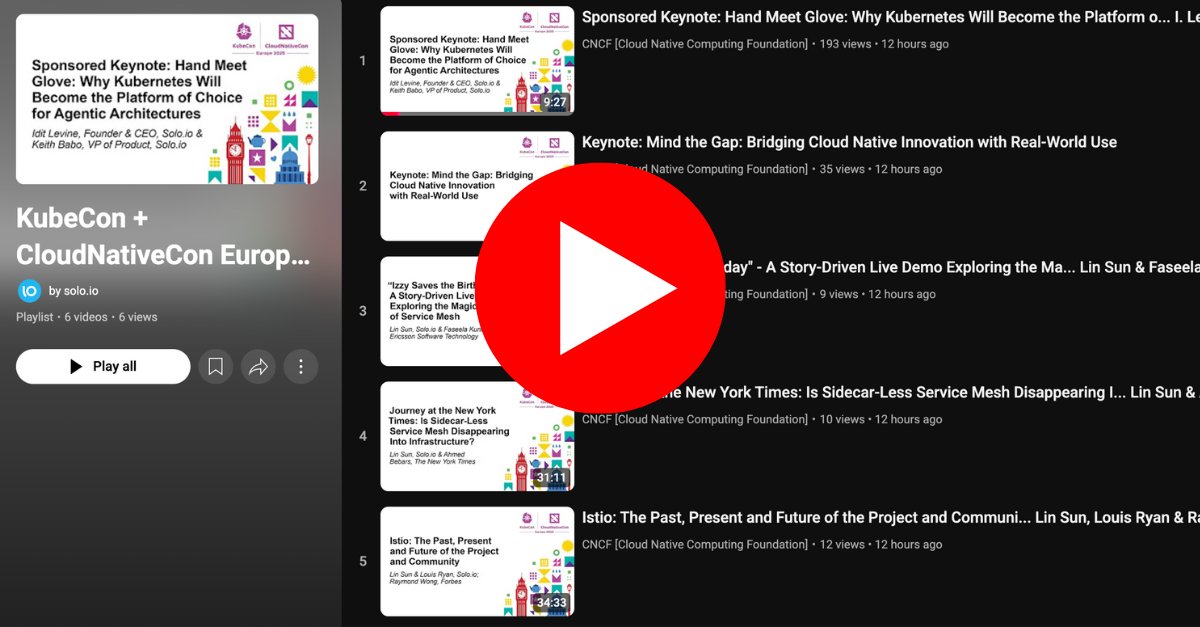 soloio_inc's tweet photo. 🎥 Missed us at #KubeConEU? In case you missed it — or want to dive back in — all of our sessions are now available to watch (or re-watch) on demand!

🎬 Watch now → https://t.co/lkaEGaAjLR

#Soloio #CloudNative #Kubernetes #ServiceMesh #Istio #AIOps https://t.co/adjMzPCcPW
