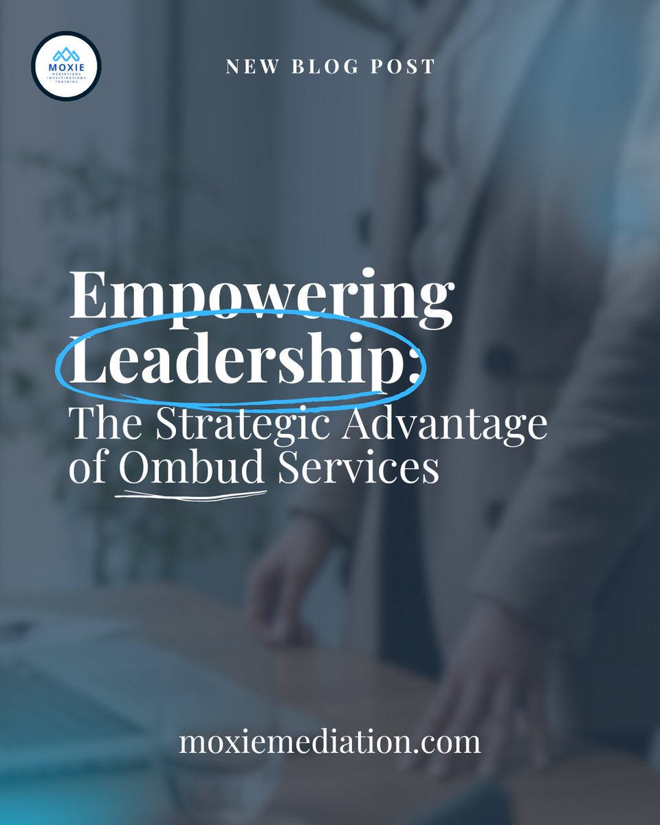 Want to unlock the secret to better conflict resolution and stronger workplace culture? 🌟  moxiemediation.com/blog 

#Leadership #ConflictResolution #WorkplaceCulture #OmbudServices #TrustAndTransparency #MoxieMediation