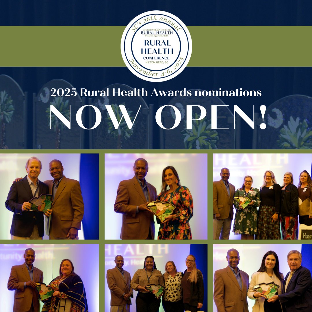 The 2025 SCORH Annual Rural Health Awards Nominations are now open! 
Do you have someone making an impact in your community? Nominate them for one of this year’s Rural Health Awards!

Click here! docs.google.com/forms/d/e/1FAI…