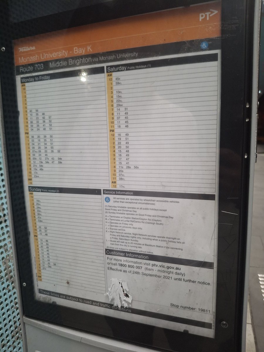 craig_halsall's tweet photo. @TripView 703 to Middle Brighton came thru #MonashUni at 12:17am, as a late evening Saturday #NightNetwork trip (see printed timetable) π
Student who wanted "ghost" 11:23pm trip returned 5 mins before bus due - he had checked #VenturaTracker app to confirm (& rode to Brighton) https://t.co/VwqdvyE2lb