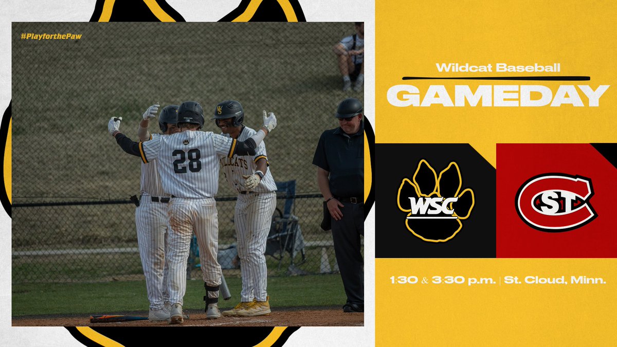⚾️GAME DAY⚾️
 <a href="/WSCBB/">Wayne State Baseball</a> heads up north to take on St. Cloud State on the road! #PlayforthePaw
🆚Huskies
📍St. Cloud, Minn.
🏟️Joe Faber Field
⏰1:30 p.m. 
📽️nsicnetwork.com/wscwildcats/
📊scsuhuskies.com/sidearmstats/b…