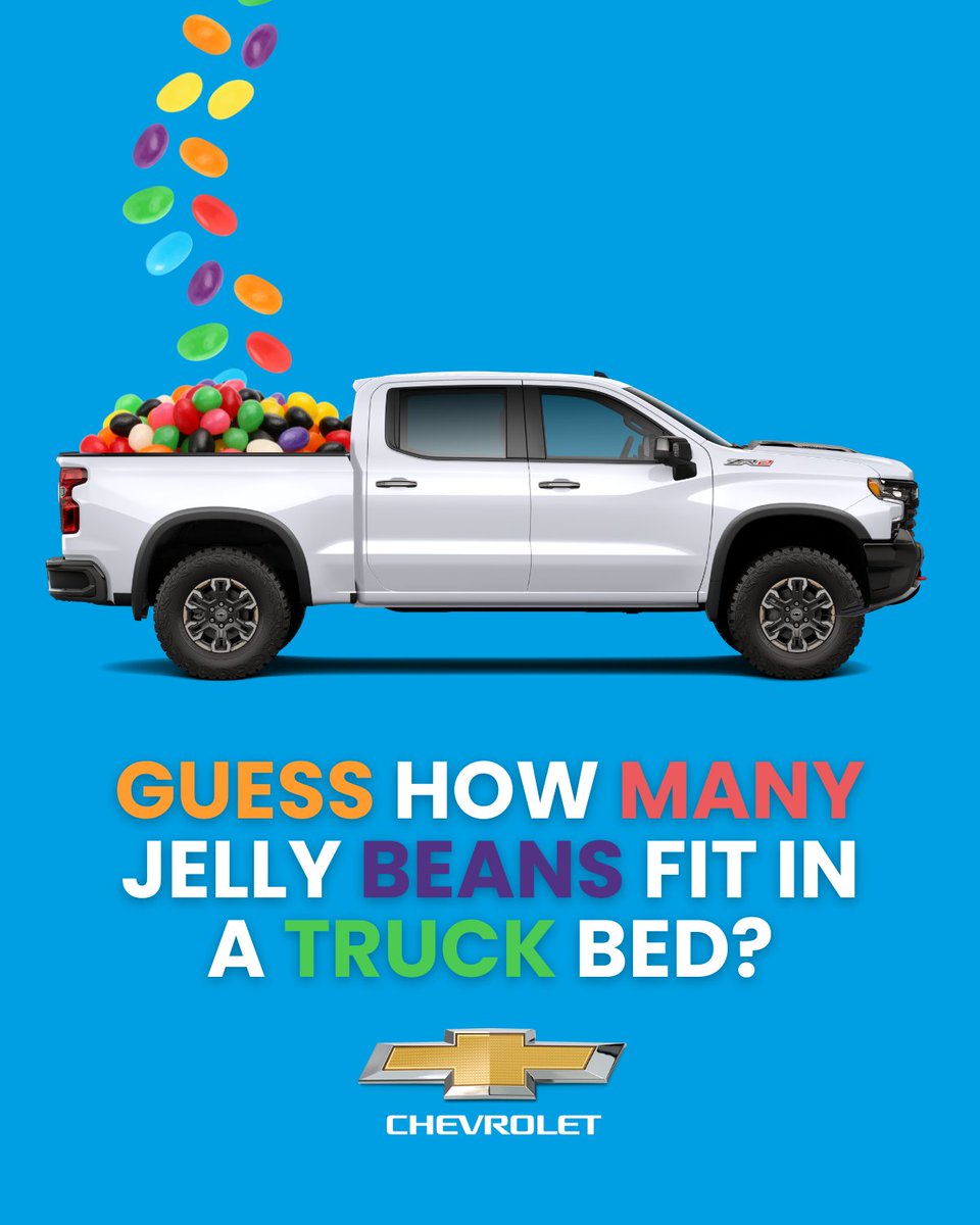 Truck bed full of jelly beans? Sounds sweet!
How many do you think fit? 🤔 Drop your guess &amp; check our story for the answer! 👀🚛

valleychevy.com
