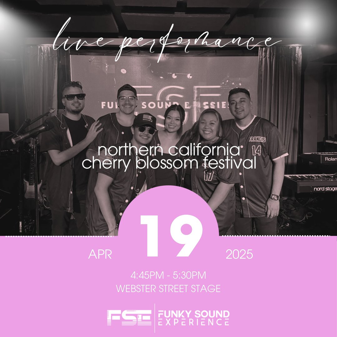 WeAreFSE's tweet photo. This Saturday come catch our set from 4:45pm-5:30pm at the NorCal Cherry Blossom Festival! https://t.co/HZkdXmWadk
