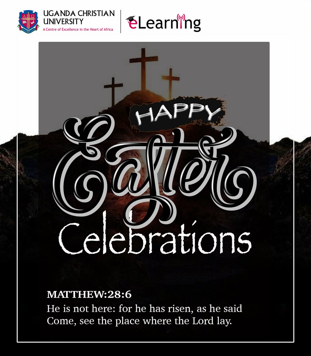 UCU-eLearning (@ucuelearning) on Twitter photo Wishing all our finalists and continuing students who've completed the Easter Semester 2025 and entire <a href="/UCUniversity/">Uganda Christian University (Official)</a> community a joyful and blessed Easter Celebrations!βοΈβ¨ Wishing all our finalists and continuing students who've completed the Easter Semester 2025 and entire <a href="/UCUniversity/">Uganda Christian University (Official)</a> community a joyful and blessed Easter Celebrations!βοΈβ¨