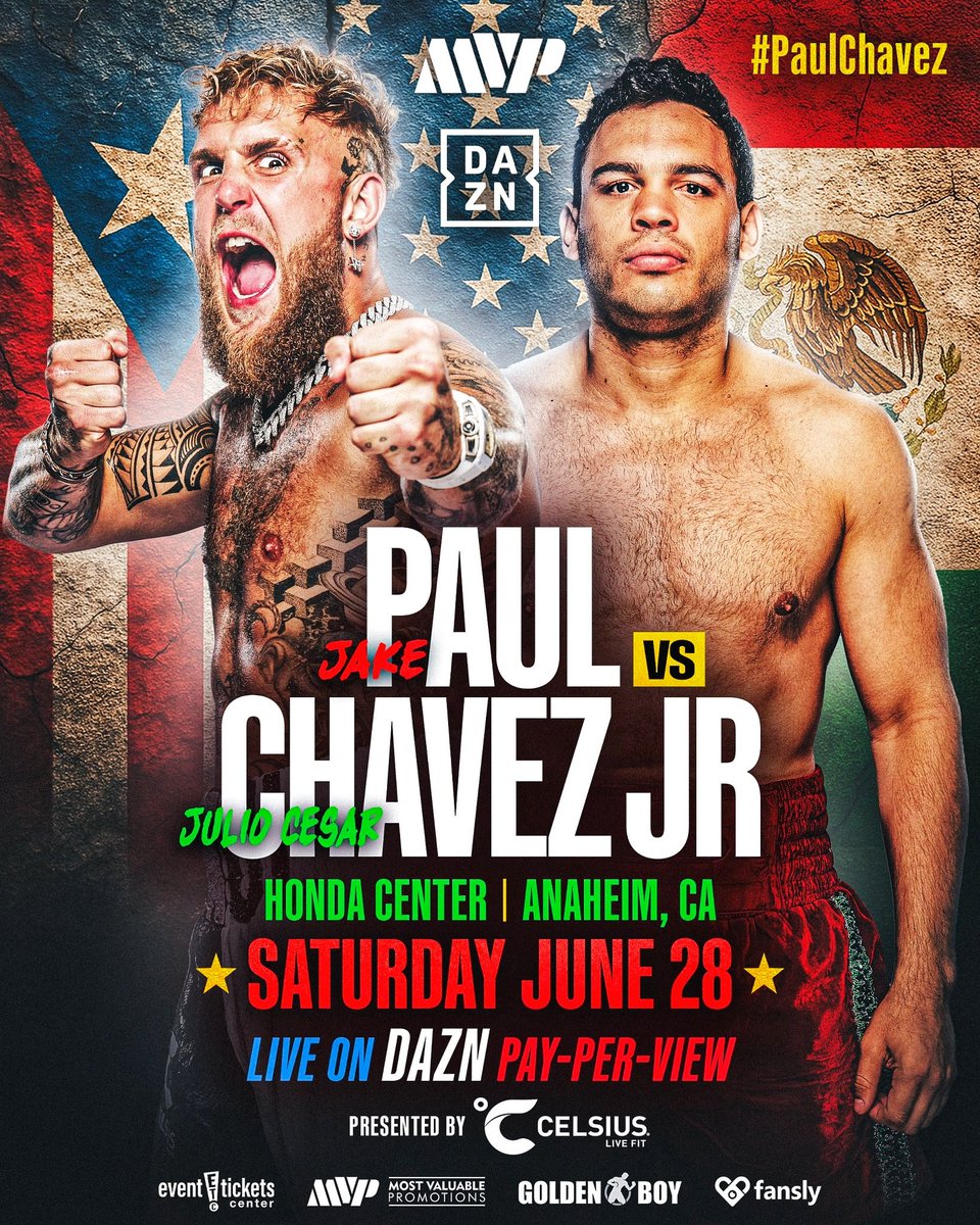 🚨 Official:

🔥 Jake Paul vs Julio Cesar Chavez Jr.

🔜 June 28

#PaulChavez