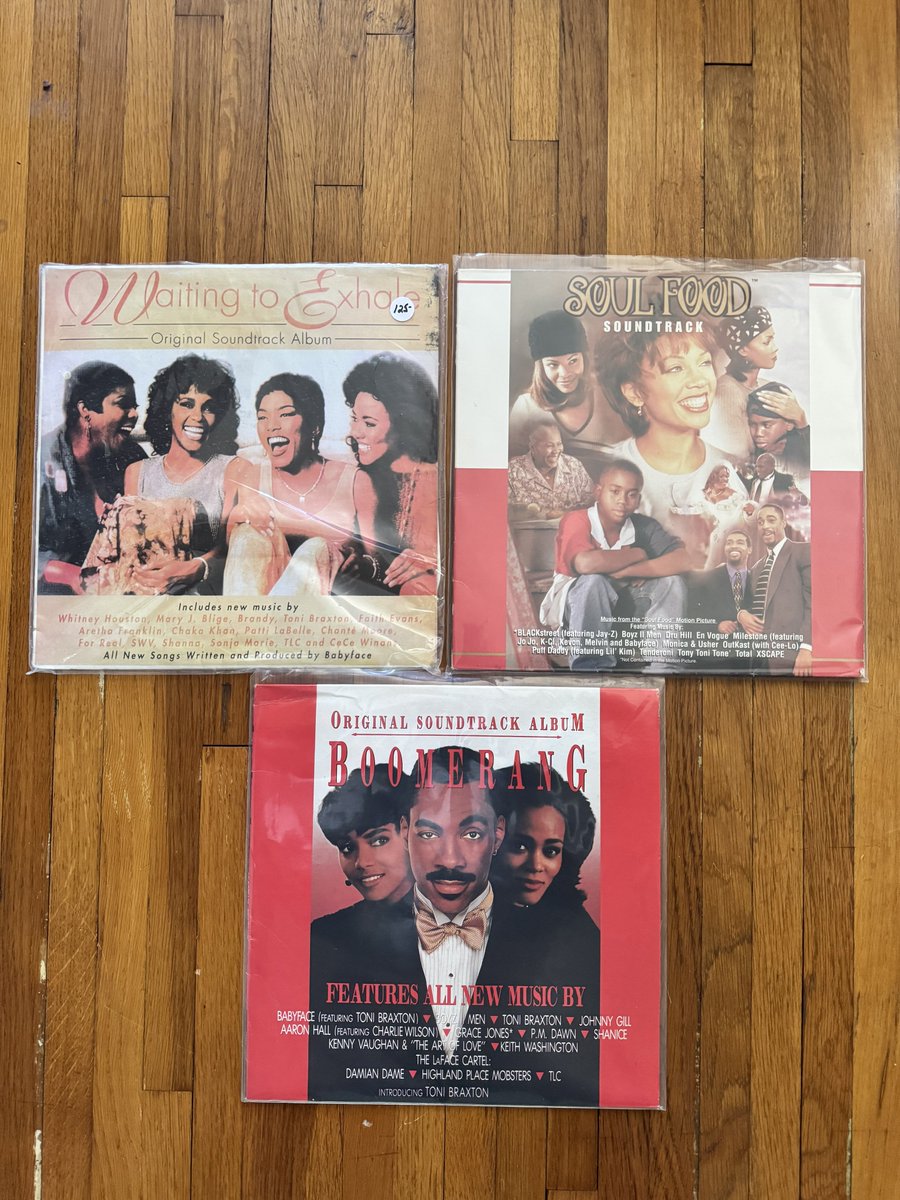 I finally got them all, the best movie soundtracks on vinyl. Waiting to Exhale, Soul Food, and Boomerang. What a Good Friday.