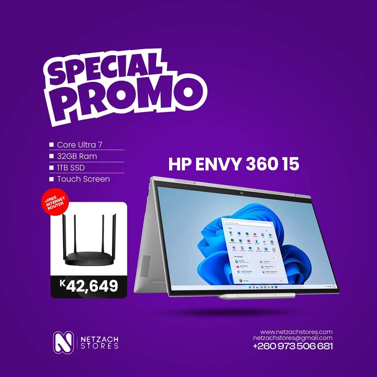 NetzachStores's tweet image. Upgrade Your Tech, Stay Connected! Buy a brand new laptop at Netzach Stores and get a FREE router—power up your productivity and enjoy seamless internet at no extra cost!

#easter  #easterpromotion  #easterweekend  #promotion  #netzachstores  #feelthedifference  #websites  #hp