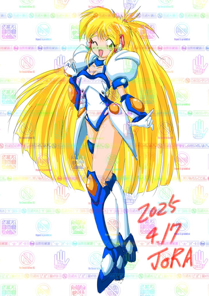 「一度は描いておきたかったメカアーマー少女のオリジンたるこの人。誕生日合わせで描い」|ジョらえもん(JORA)のイラスト