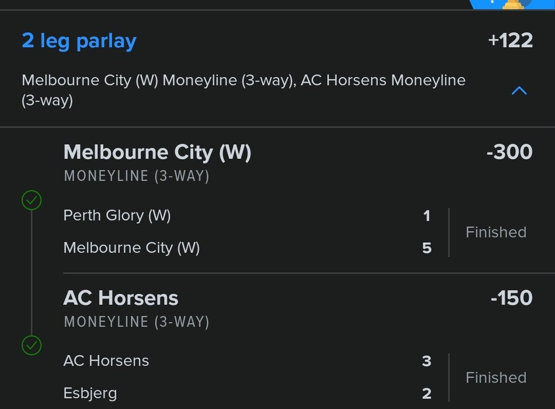 FreePicksNoBS's tweet photo. 🚨 CASH IT 🚨
2-Leg Parlay | +122 ODDS

✅ Melbourne City (W) ML (3-Way)
✅ AC Horsens ML (3-Way)

We keep stacking greens while others chase losses. Follow, tail, and keep cashing with us!

Venmo: freepicks
CashApp: FreePicksNoBS

#CashIt #FreePicksNoBS #SoccerBets #ParlayWin #WomenSoccer #SharpPlays #GamblingTwitter #CappersOnly #WinnersOnly