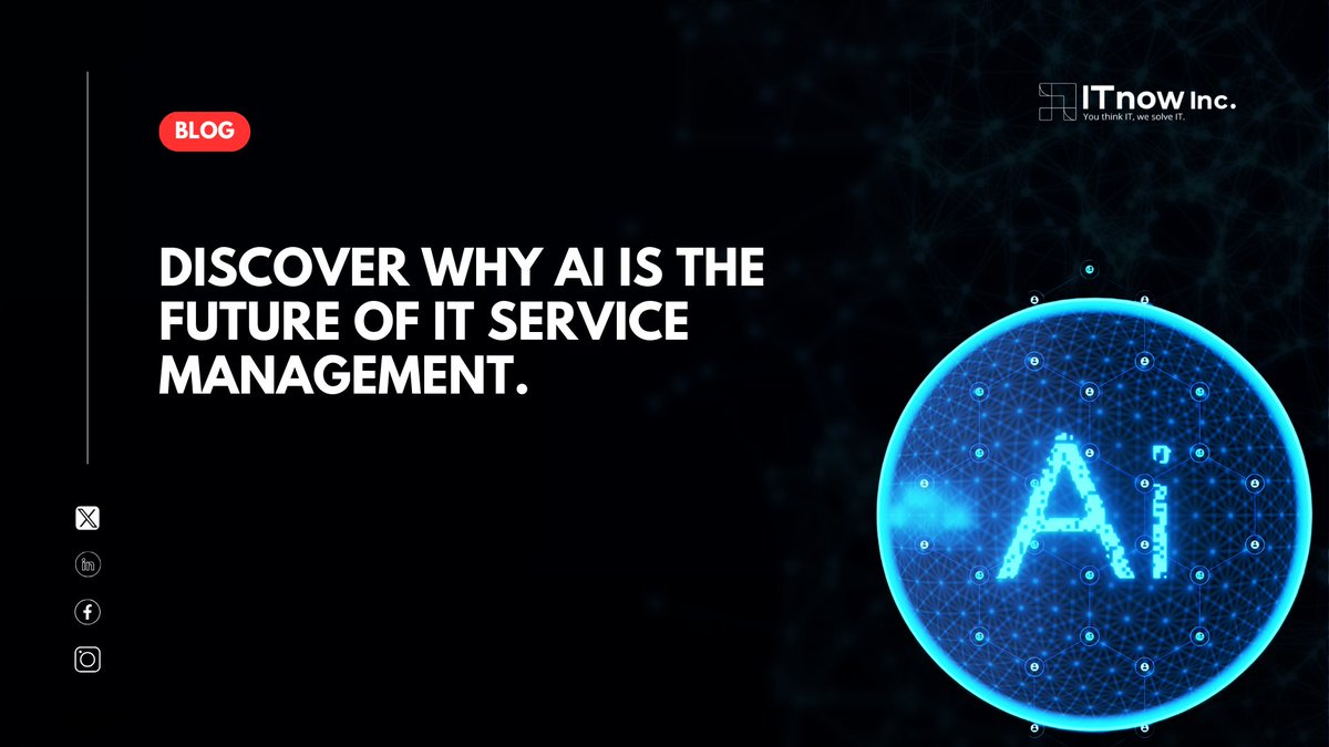 itnowinc's tweet photo. Agentic AI is reshaping ITSM by automating tasks, predicting issues, and enhancing service delivery. The future of ITSM is here – and it’s powered by intelligent automation. Discover how: https://t.co/tp8dcQF6pS

#AgenticAI #ITSM #Automation #TechInnovation #AIinIT https://t.co/CFxv1XT65G