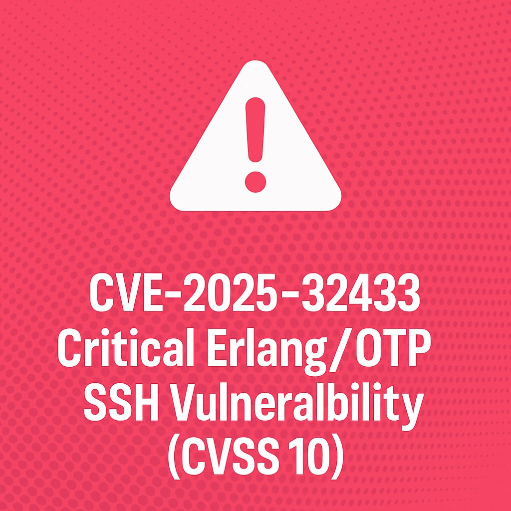 nextronresearch's tweet image. 🚨 CVE-2025-32433 - Critical RCE in Erlang/OTP SSH (CVSS 10)

- Exploitable before authentication
- Found in Erlang’s built-in SSH server
- Used in backend services, IoT, telecom gear
- You’re probably running this and don’t even know

🔍 YARA rule to hunt for vulnerable