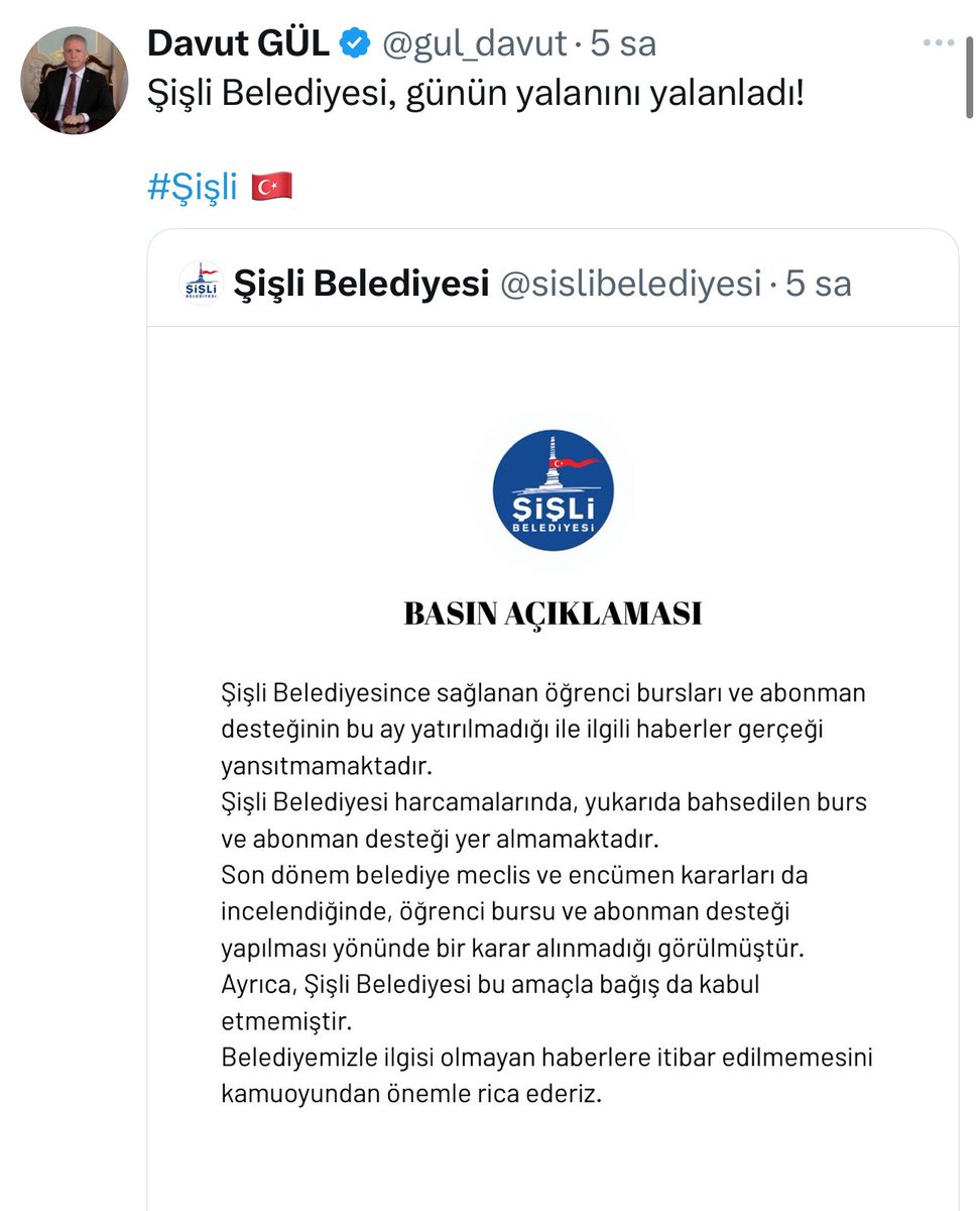 Doğrusunu anlatalım:

Resul Emrah Şahan, burs ve ulaşım desteğini Şişli Belediyesi’nin kasasından değil, gönüllü bağışçılar bularak ödüyordu. Yani Belediyenin kasasından 1 kuruş çıkmıyordu. Çünkü Resul Emrah Şahan, çok iyi ve yetenekli bir belediye başkanıdır.

Kayyum, bu işle