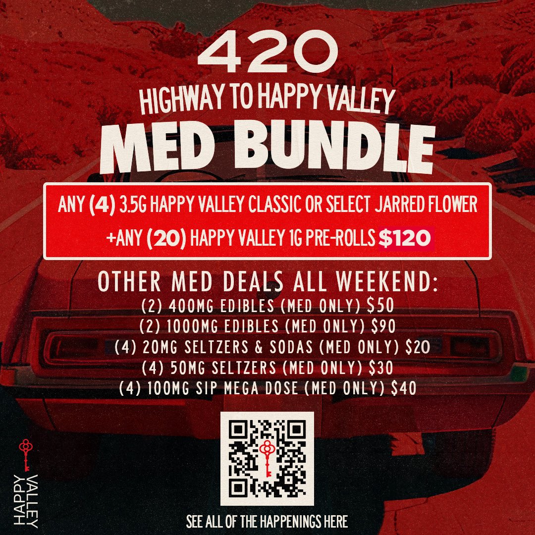 Our friends at <a href="/HappyValleyMA/">HappyValleyMA</a> are rolling out special 4/20 bundles just for medical patients! Enjoy deep discounts on flower, edibles, drinks, &amp; more! It’s the perfect time to stock up and support a dispensary that’s committed to patients &amp; proudly supports the work we do at MPAA