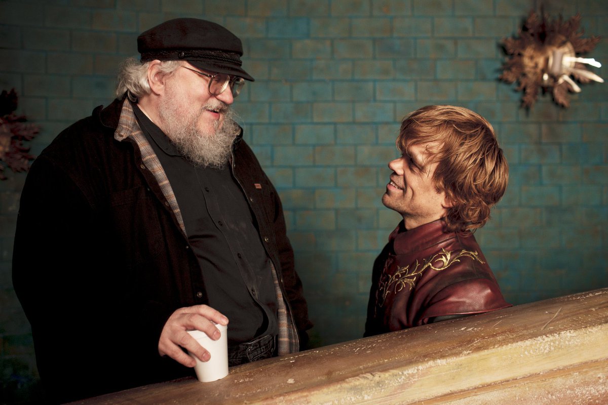 George R.R. Martin and Peter Dinklage together on the set of ‘GAME OF THRONES’
