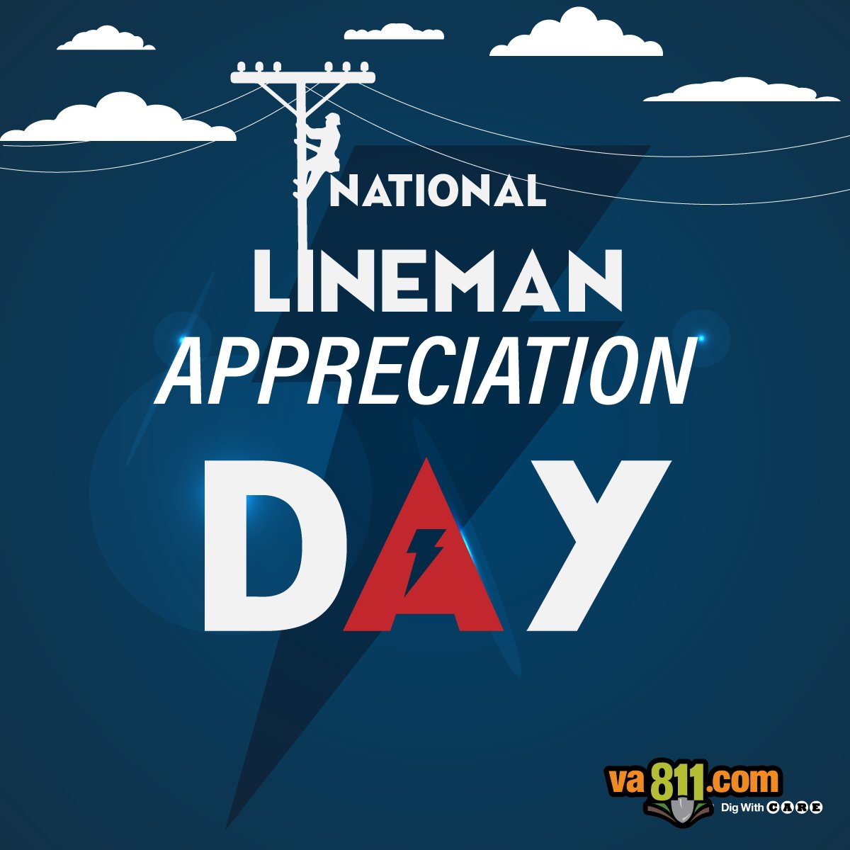 va_811's tweet image. Today on #NationalLinemanAppreciationDay, we salute the brave men and women who power our communities—rain or shine. Thank you for all you do! ⚡🙌

#nationalsafediggingmonth #EveryDigEveryTime #DigWithCARE #KnowWhatsBelow #Virginia811