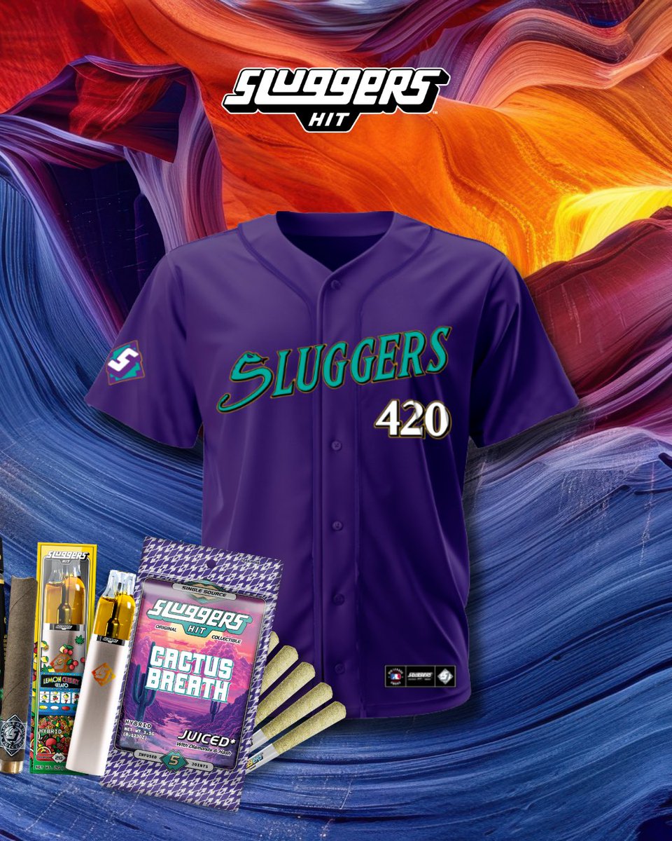 sluggersarizona's tweet photo. This Sunday is your chance to score a Limited Edition 420 Sluggers Baseball jersey ⚾️🌵 Find them at select locations around Arizona for ONE DAY ONLY. DM for more details 👀 https://t.co/sjGZ5qr7T7