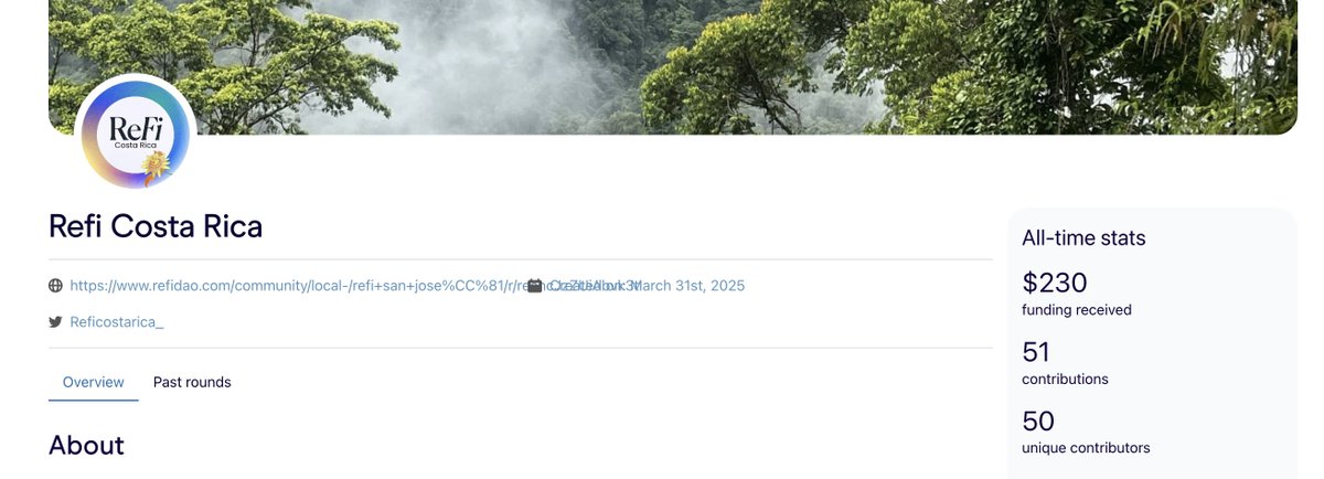 Thank you all for this round and your support!

Special shout-out to <a href="/LetsGROWdao/">Let’s GROW</a> 24/7 🥳

<a href="/gitcoin/">Gitcoin</a> <a href="/RegenCoordinate/">Regen Coordination</a> <a href="/Celo/">Celo.eth/acc 🦇 🌳</a> <a href="/ReFiDAOist/">ReFi DAO 🪩</a> 
<a href="/DiamanteBridge/">The DBC | featuring Coliazul Commons</a> <a href="/illtech/">Randall P #ColiazulCulturalCommons $GIV</a> <a href="/ArturoMontanaro/">Arturo Montanaro</a> <a href="/AsoBlockchainCR/">AsoBlockchain CR 🇨🇷</a> <a href="/telluric_rex/">telluric.rex</a>