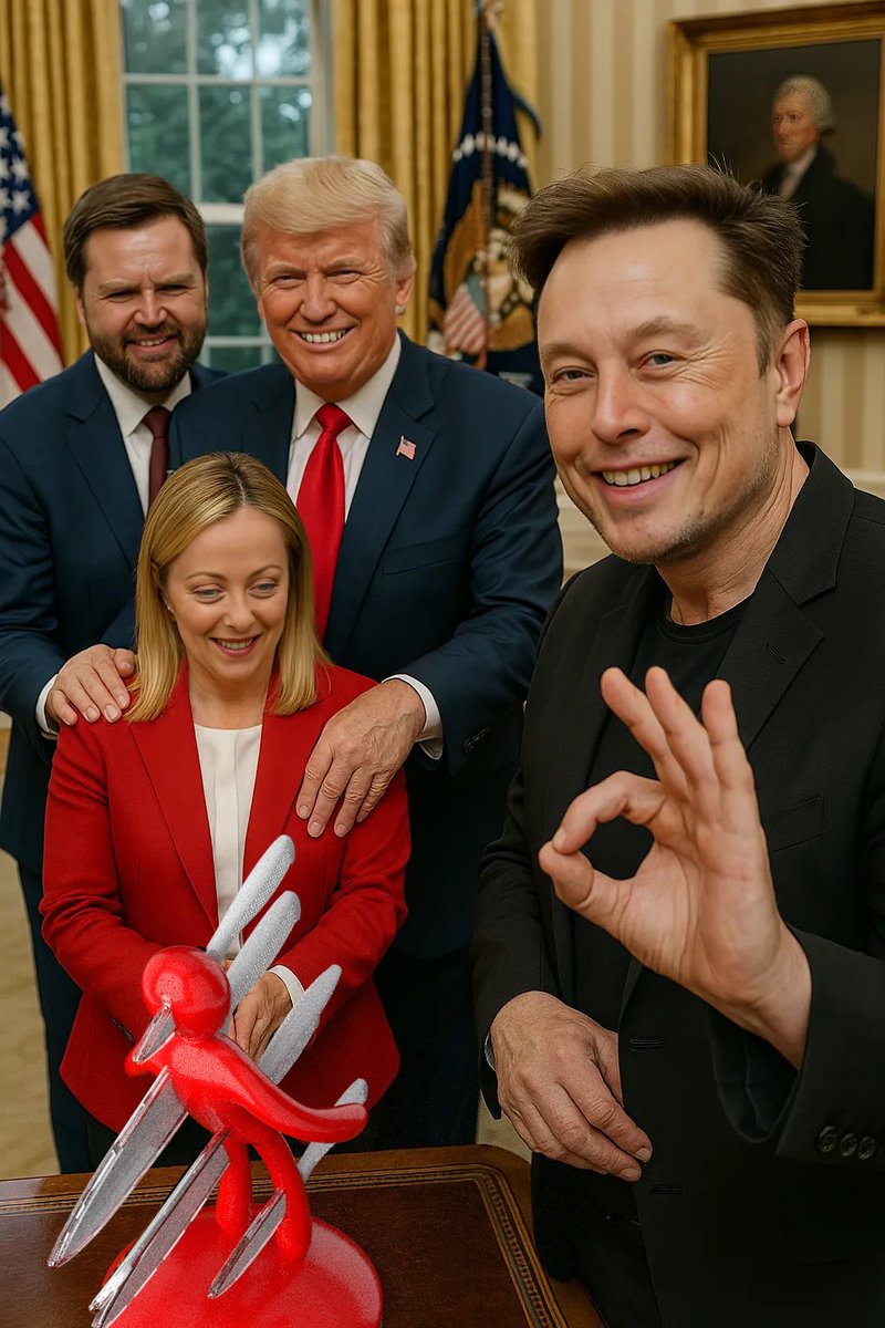 Italian Prime Minister Giorgia Meloni met with U.S. President Donald Trump at the White House. Vice President J.D. Vance and billionaire Elon Musk were also in attendance. The main topic of discussion? The tariffs on the Voodoo Knife Set obviously 😁