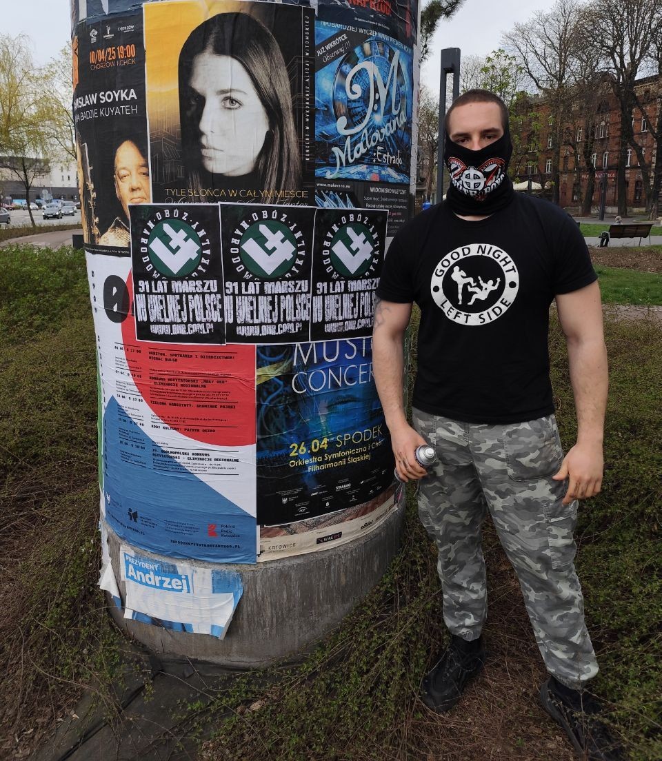 ONRBrygadaGrSl's tweet photo. W dniach 12 i 13 kwietnia Brygada Górnośląska Obozu Narodowo-Radykalnego przeprowadziła akcje plakatowe w Katowicach oraz Chorzowie, upamiętniające 91. rocznicę powstania naszej organizacji. https://t.co/8IJAUer0qb