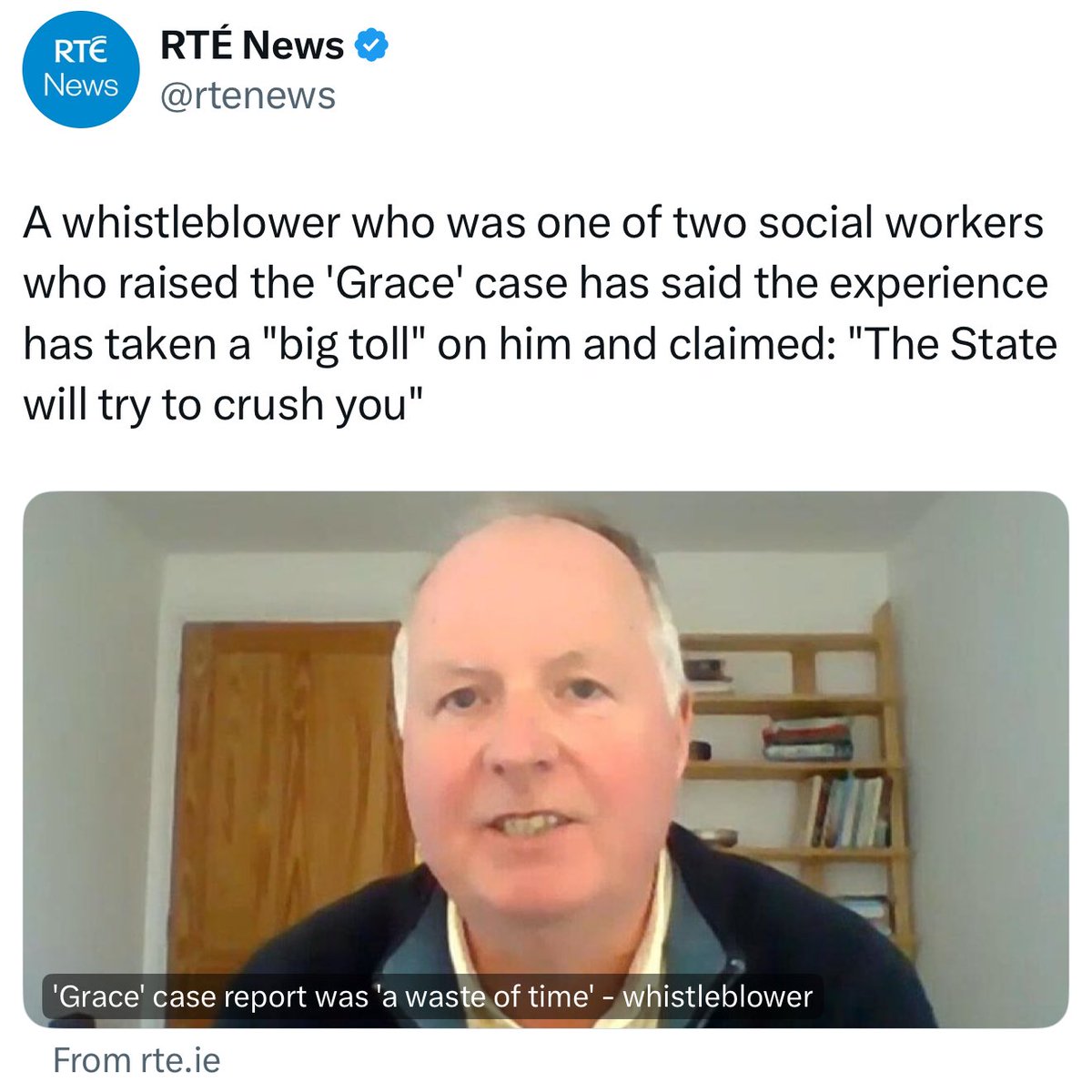 “The state will try crush you” if you are a whistleblower says Grace whistleblower.

Whistleblowers are heroes. F**k crony Ireland. Solidarity with Iain Smith and all other whistleblowers.
